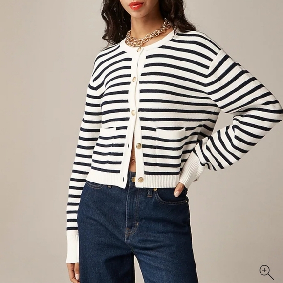 NWT J. Crew Relaxed Emelie Lady jacket In Stripe Size medium - Picture 2 of 9